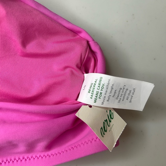2/$30 Aerie Crossover Keyhole Halter Bikini Top Hot Pink Size Large NWT - Picture 5 of 5
